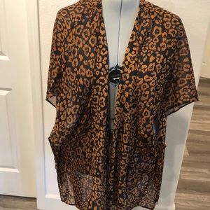 Lane Bryant One Size Cheetah Print Kimono Topper 3/4/5x